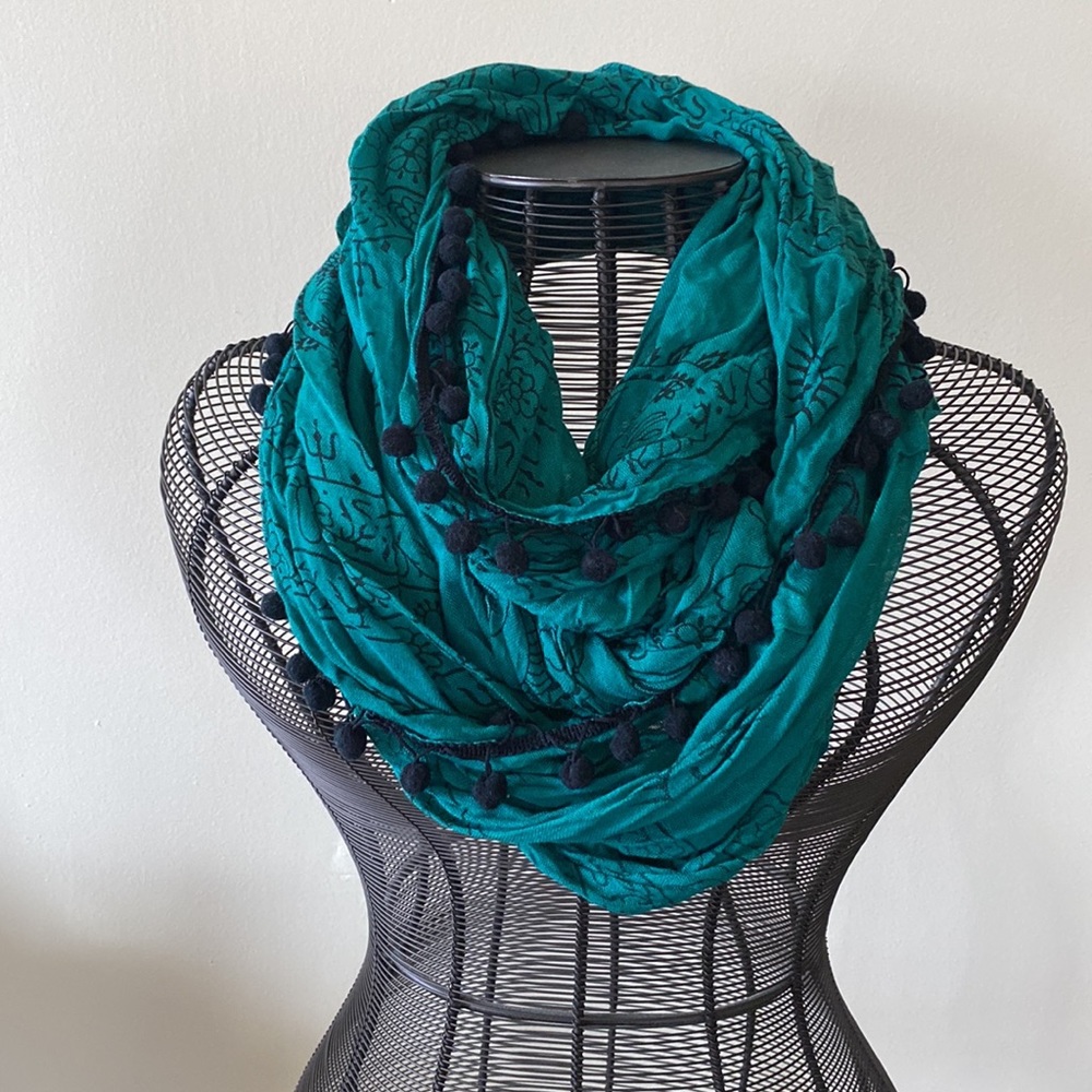 Boho pom infinity scarf